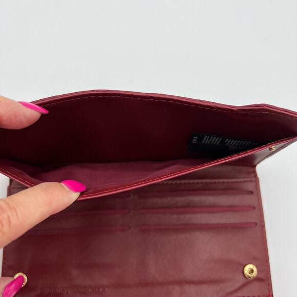 Badgley Mischka Womens Vegan Leather Long Card Wallet Wine Red Quilted NWT - Picture 8 of 12
